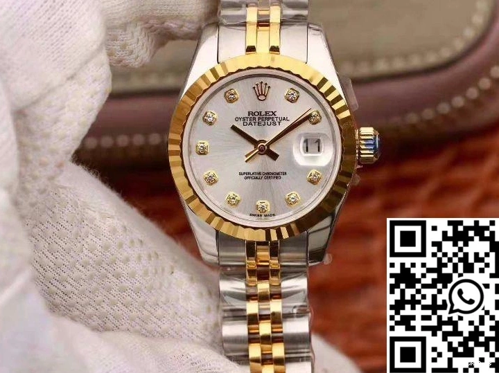 Dial 18K Gold Rolex Silver Datejust 28MM Lady 0215